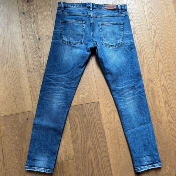 The Kooples Men’s Slim Fit Jeans - Size 31 - Medium Blue Distressed Button Fly - Picture 2 of 10